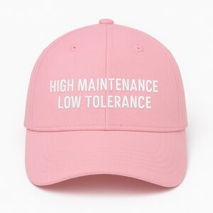 High Maintenance Low Tolerance Hat Pink Embroidered Baseball Cap Cute Trendy Gif